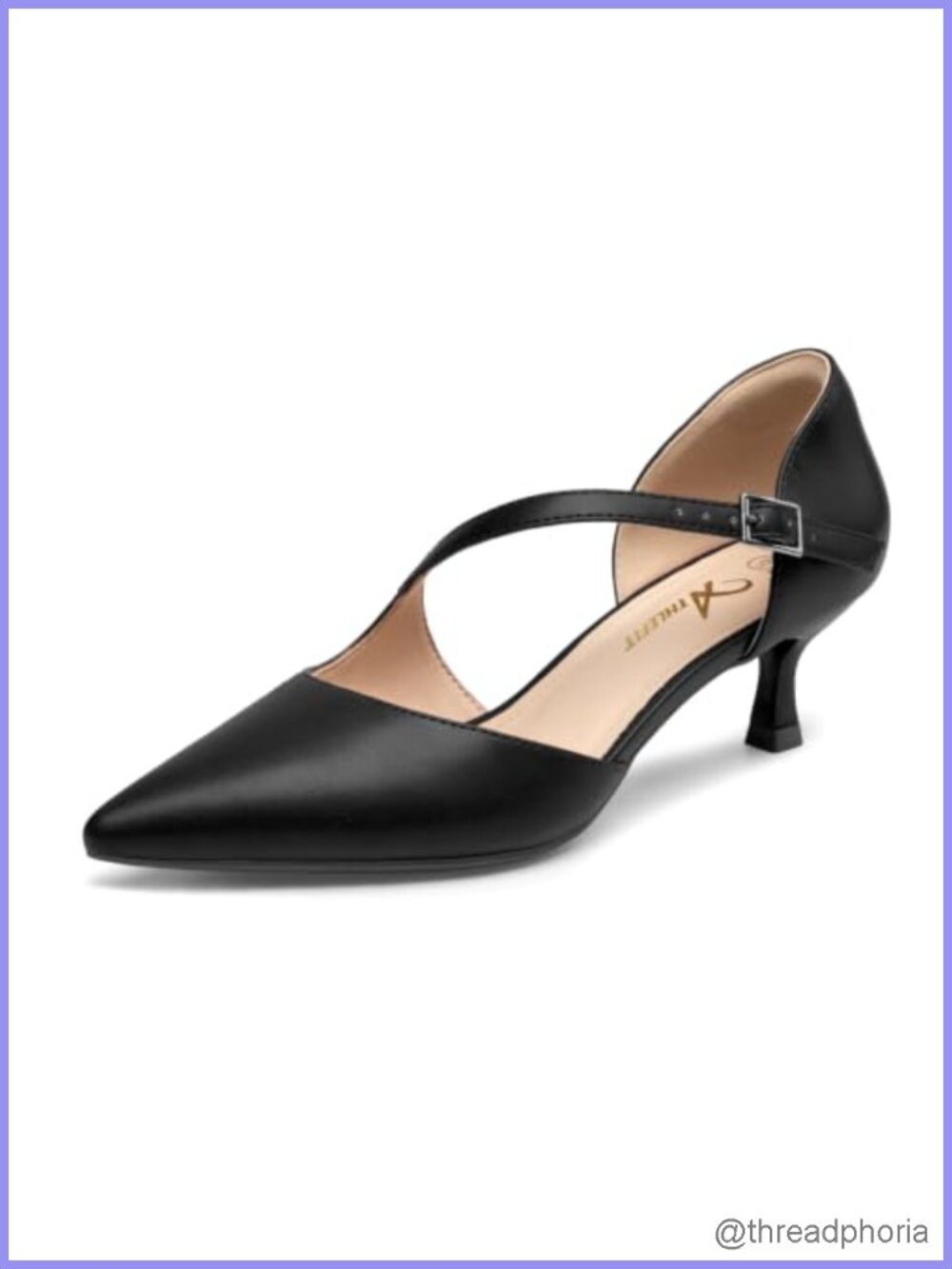 Women's PU Leather Kitten Heel Pumps Dress Shoes Non-Slip
